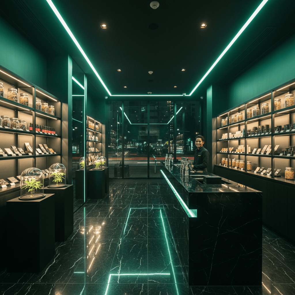 Modern premium cannabis dispensary interior